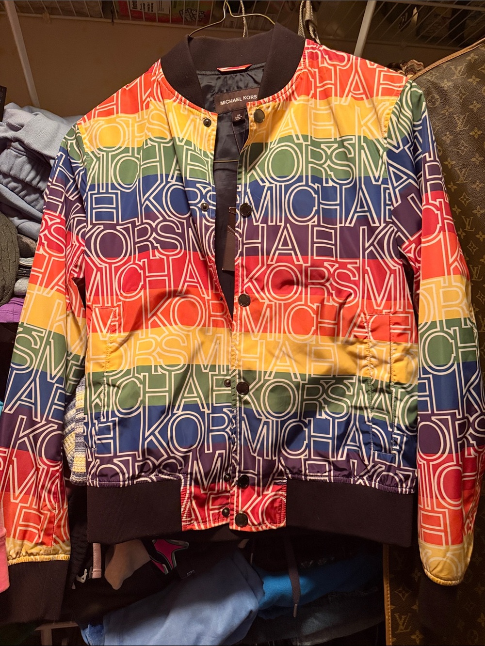 Michael Kors Multicolor Rainbow Logo Bomber
